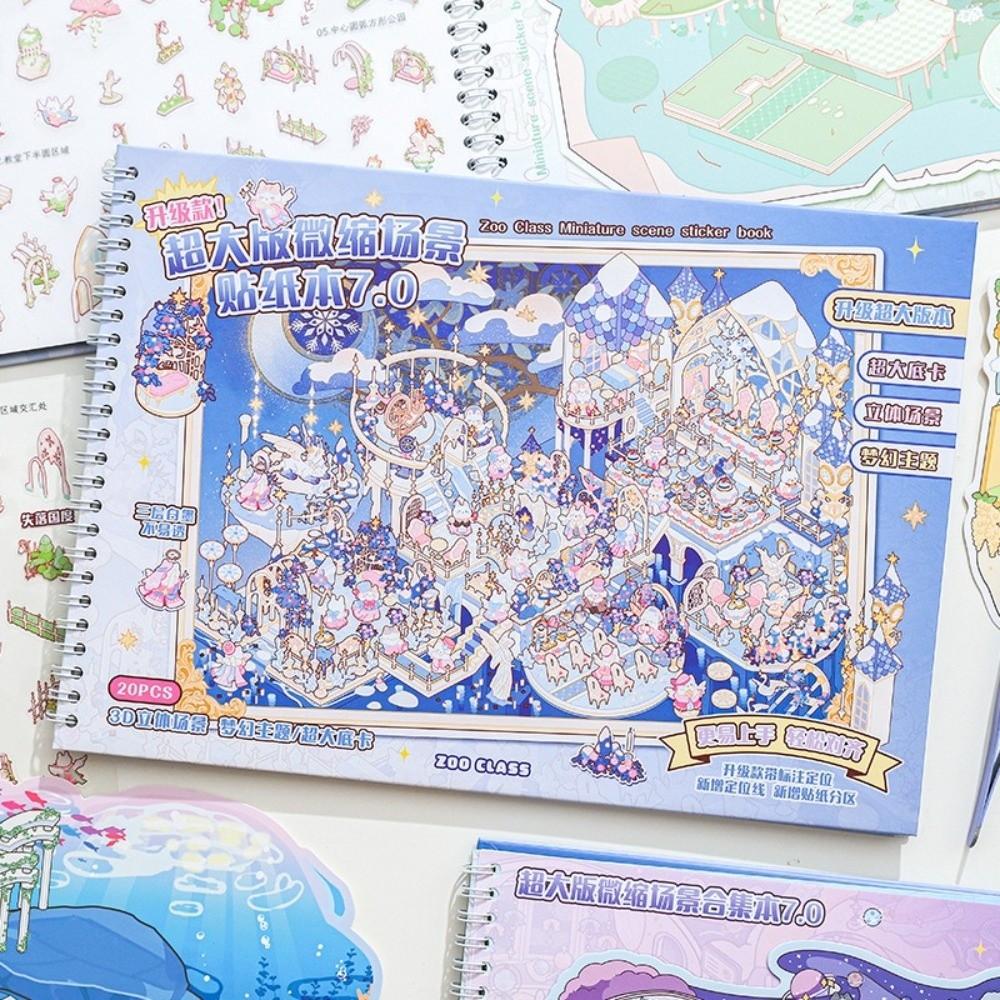 Large Size 3D Scene Sticker Horizontal Stacking Sticker Book Mini Scenery Stickers  Children Gifts