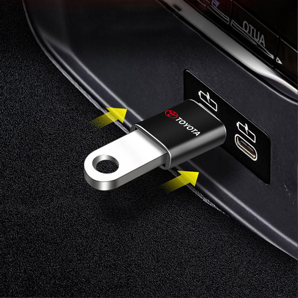 OZMR2 1Pcs USB To Type-C OTG Adapter USB Female Converter Phone Charger For Toyota Fortuner Chr Prius Hiace Verso Yaris Trd Corolla