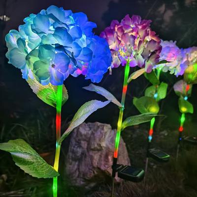 Fairy Hydrangea Light, LED Solar Stake Lights, Waterproof Powered Outdoor Garden Artificial Hydrangea Flower Light