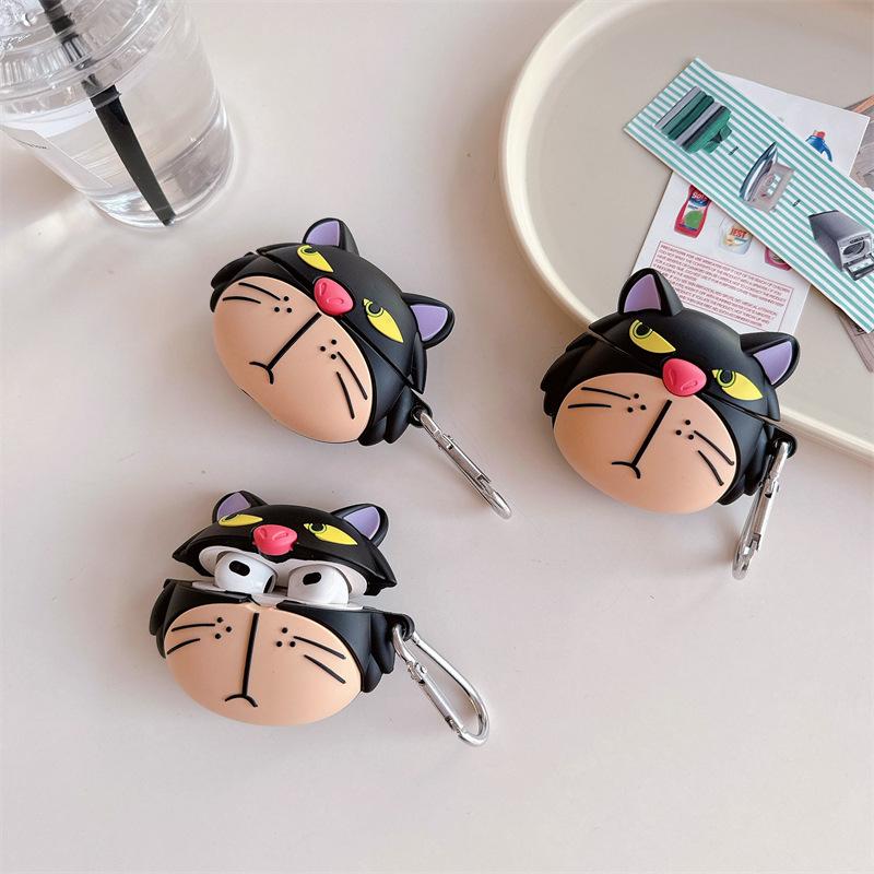 Pour étui Airpods Pro 3, Housse d'écouteurs en Silicone Chat Dessin Animé 3D Antichoc Pour étui Airpods Pro 2 / Housse Airpods 4 Funda Airpods Pro 2 Or Pro