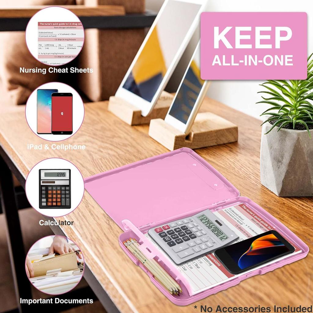 File Clipboard with Storage, HeavyDuty, High Capacity Plastic PaperClips with Pen Holder, EssentialSchool and Office Supplies