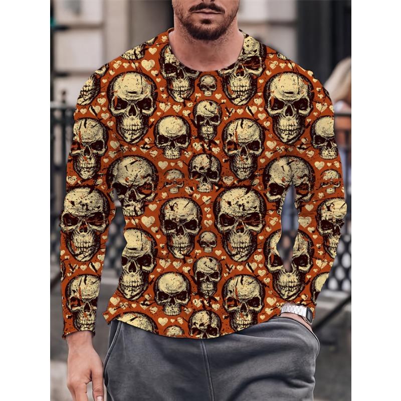 Fashion Pattern Printed T-shirt for Men and Women in Spring and Autumn Casual Outdoor Long Sleeved T-shirt Top Street Clothing