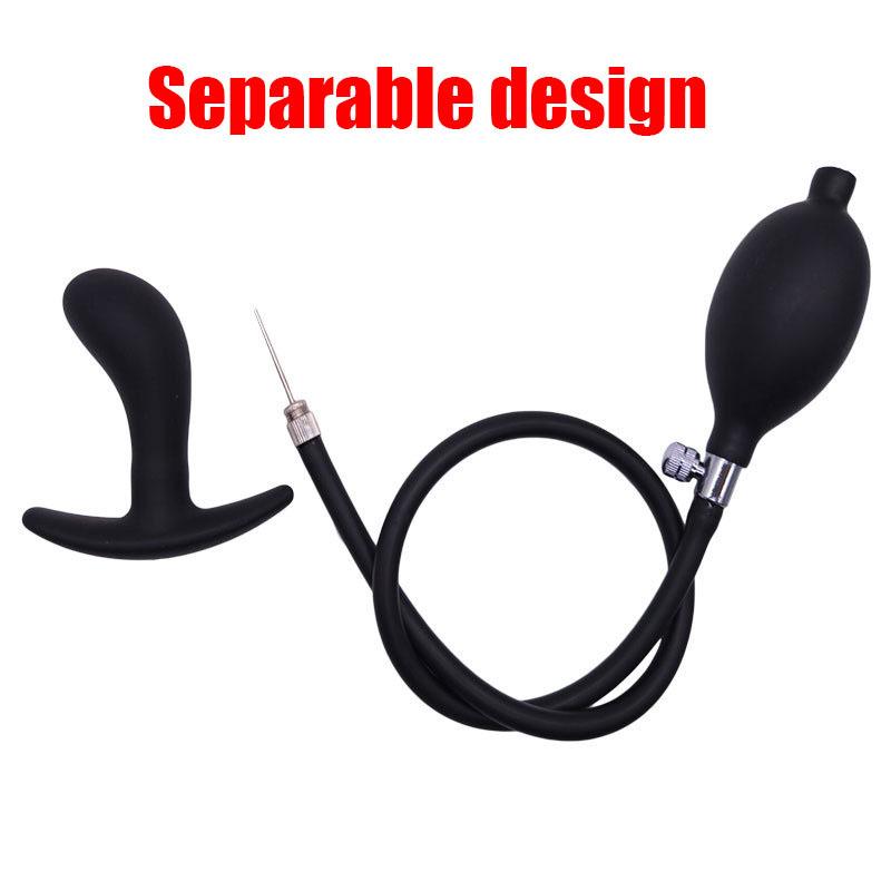 Inflatable Silicone Anal Plug with Hand Pump, Expandable Butt Plug for Men Women, Soft Air Pressure Training Massage Toy
