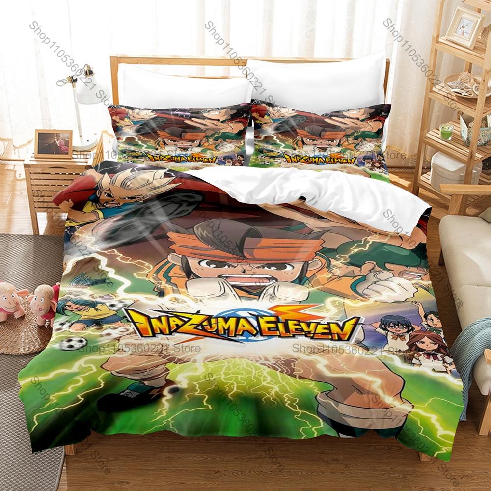 Inazuma Eleven GO Beddengoed Set Dekbedovertrek + 2 Kussenslopen Sport Voetbal Anime Raimon Teamgeest Beest Slaapkamer Decoratie