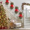 Christmas Stair Decoration Wreath with Pinecones&Bowknot Bell Xmas Tree Pendant Hanging Stairs Garland for Front Door Decoration