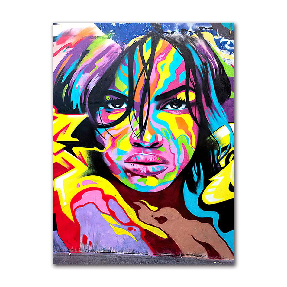 for Living room Home Decor no frame Wall Art Pictures Colorful Charming Girl Canvas Painting Prints Decoration