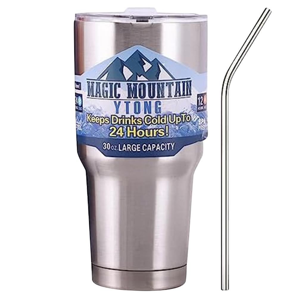 

30 унций спортивная бутылка из нержавеющей стали, термос для воды, простая вакуумная бутылка с соломинкой, долговечная для путешествий на открытом воздухе 900ml серебряный