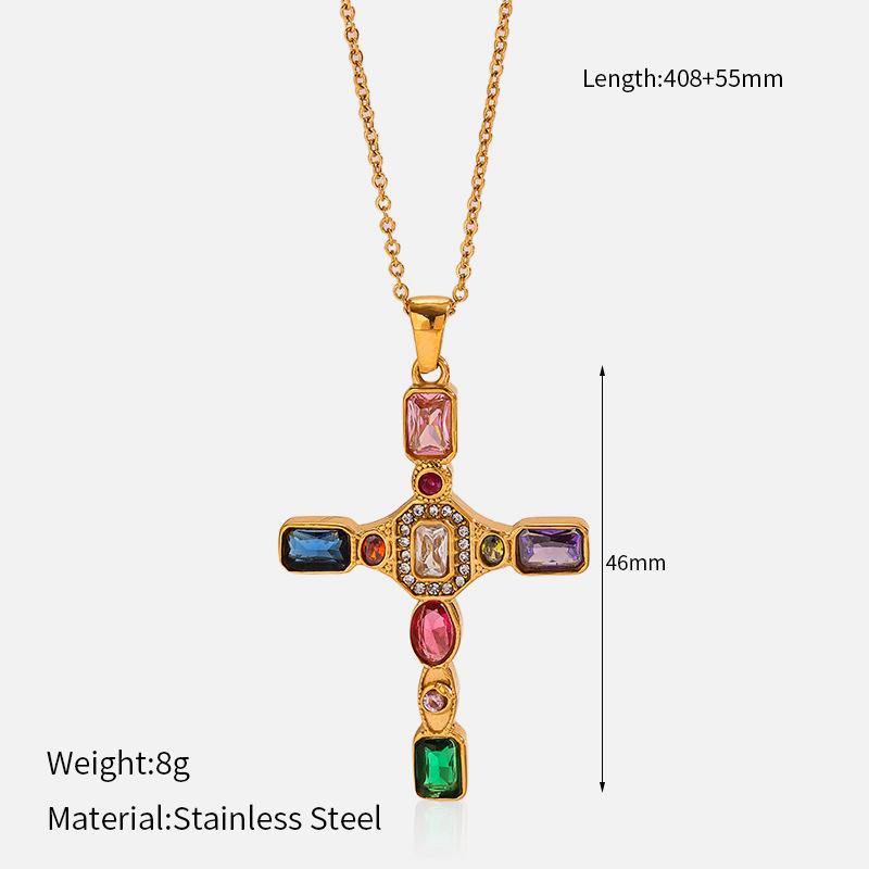 Vintage Minimalist Titanium Steel Cross Necklace Light Luxury Pendant Jewelry for Women Men