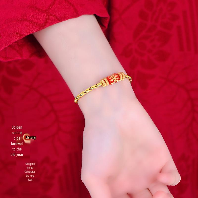 2026 Year of the Horse Zodiac Red String Bracelet with Micro-Carved Buddha Projection and Eight Guardian Deities