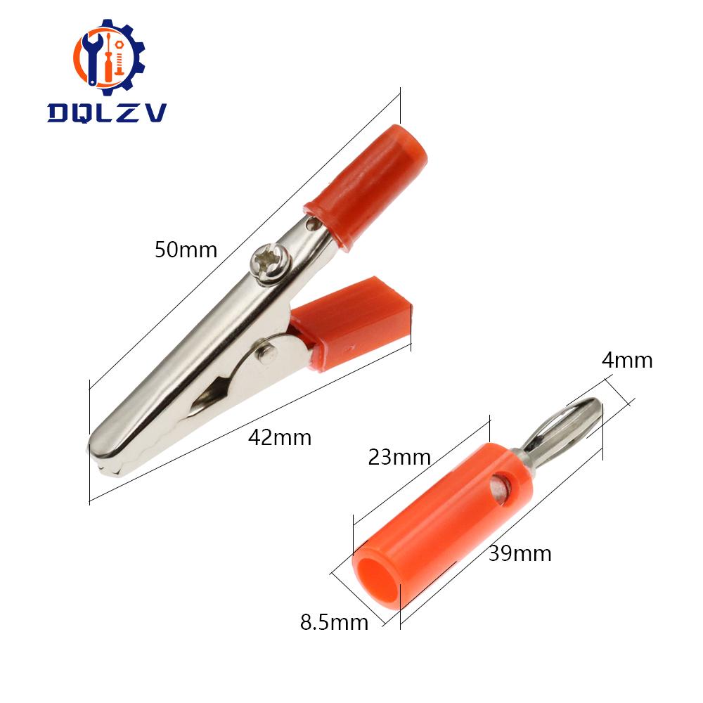 10PCS 50mm Plastic Handle Test Probe Metal Alligator Clips Connector Connect Socket Plug for Battery 4MM Banana Plug
