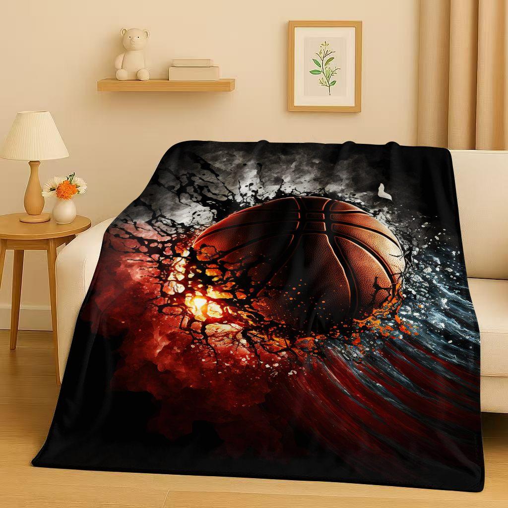 2026 New Basketball Court Art Flannel Blanket,Ultra Soft Warm Plush Throw for Home Bedroom Bed Sofa Cover Travel Camping Gift