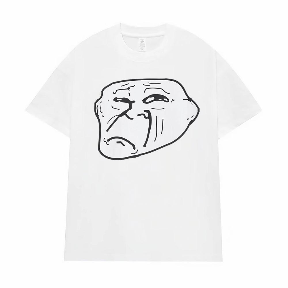 Sad Troll Face Funny Meme Graphic Tee Shirt Unisex Women Fashion Humorous Gift Tshirt Enthusiast Apparel Oversized Cotton T Shirts