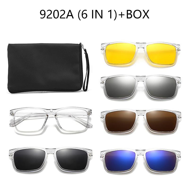 Magnetic Clip-On Sunglasses With Polarized Light Multiple Lens Pieces Transparent Grey Glasses Colorful Sunglasses Nearsighted