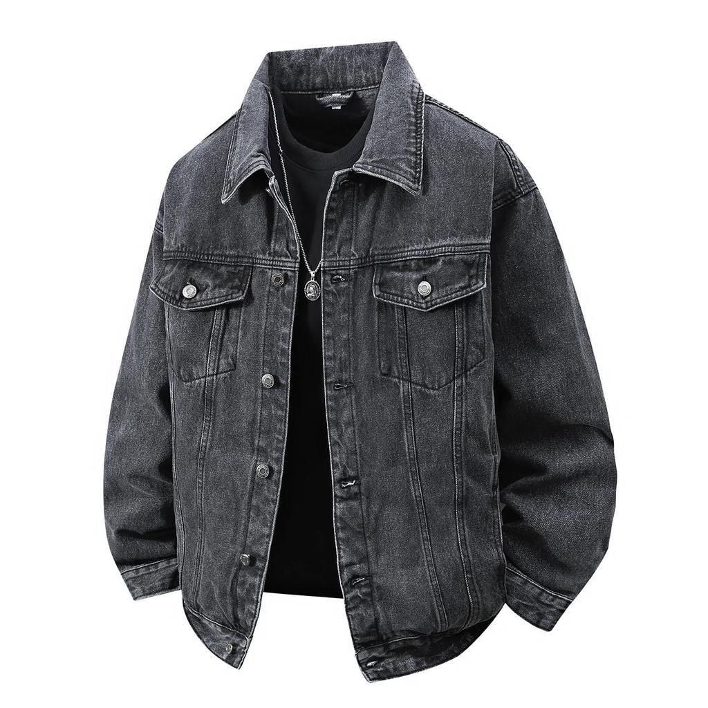 2026 Frühling Herbst Herren Jeansjacken Mann Einfarbige Cowboy-Jacke Herren Freizeit Locker Oberbekleidung Männlich Gewaschen Y2K Korea Trendige Jacken