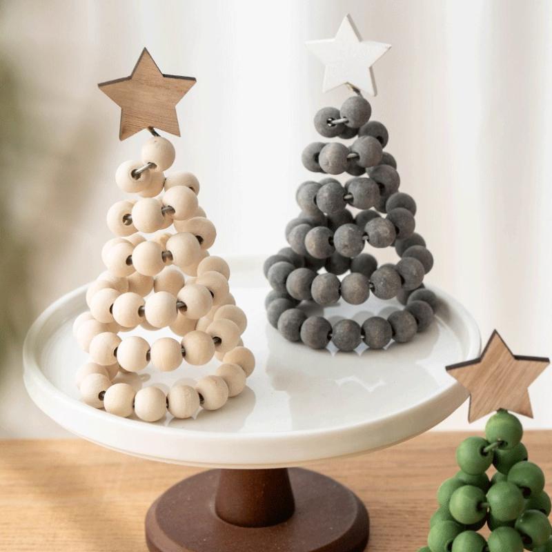 Christmas Decoration Wooden Bead Christmas Tree Creative Nordic Style Wooden Christmas Tree Desktop Ornament Decoration Ornament