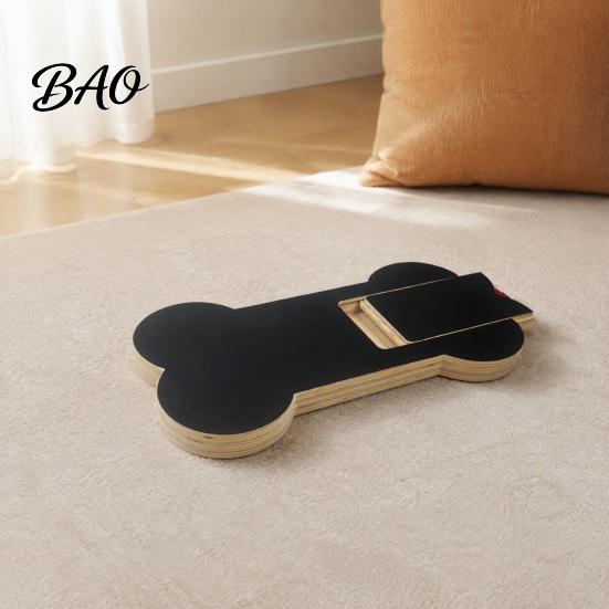 Interactive Dog Activity Toy Scratch Board with Treat Box, Wooden Nail File Board, Bone Pet Grinder Alternative Shaped Pad, for Large Medium