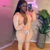 Sport Suit 2Pcs/Set Long Sleeves Pockets Zipper Placket Elastic Waist Fleece Lining Women Tracksuit Outfit Fall Winter Solid Color Hooded Sweatshirt