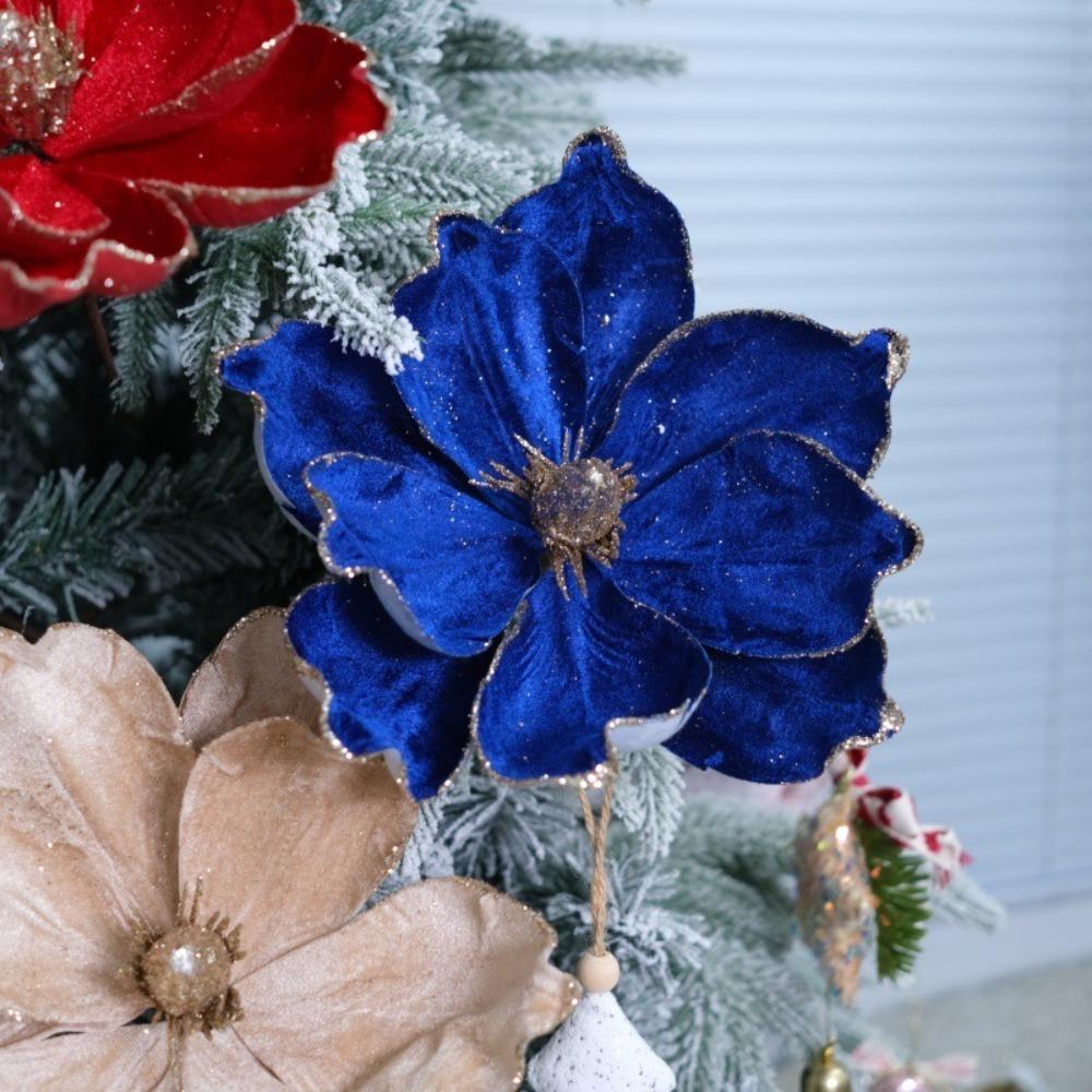 Xmas Tree Decoration 3D Simulation Magnolia 21cm Fake Flowers  New Year
