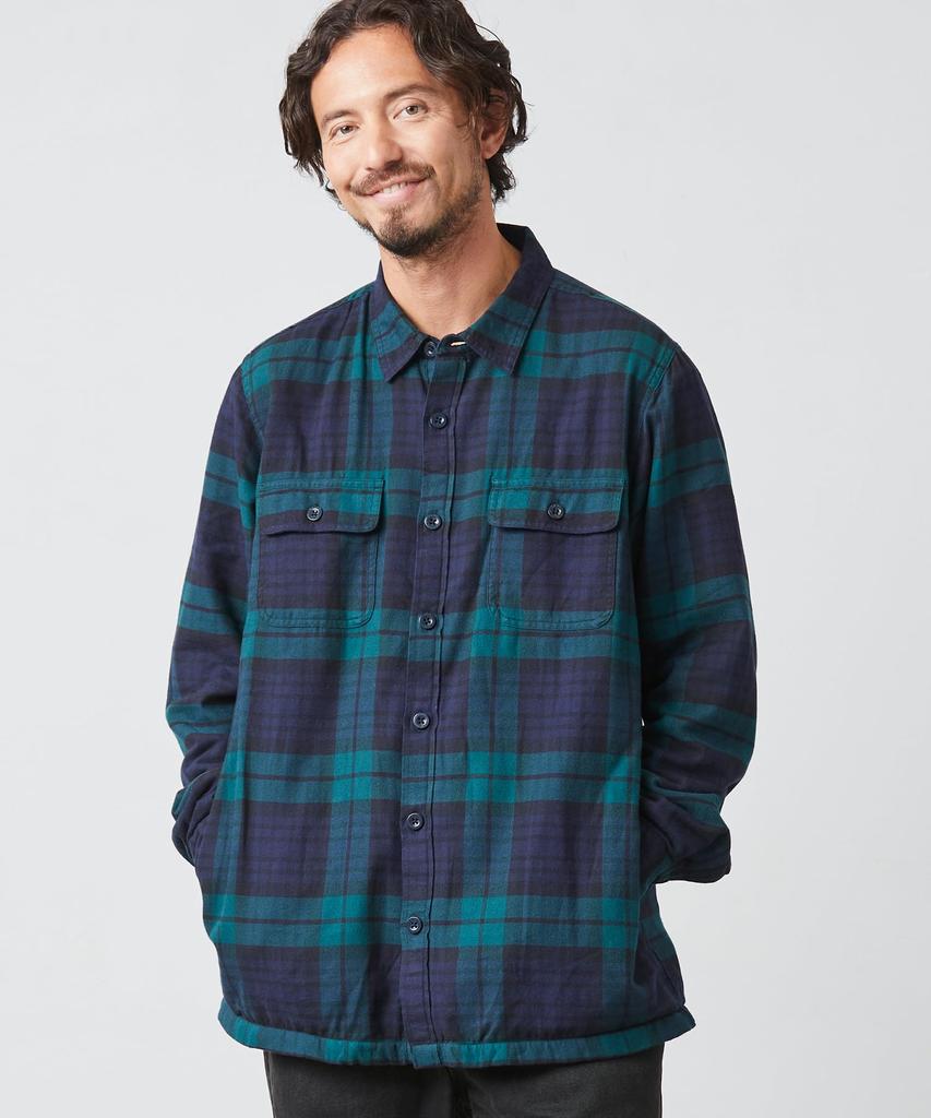 LL Bean Flanell Japanische Größe Schwarz 1000149638 Herren Fleecegefüttertes Hemd, Passform, L, Uhr, Blau,