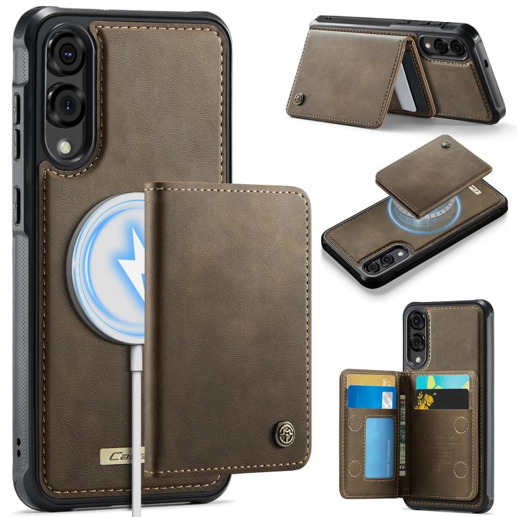 CaseMe Me80 Magnetic RFID Wallet Phone Case For Samsung Galaxy S24 FE 5G, Detachable Multi Card Slot Kickstand Anti-Theft Cover