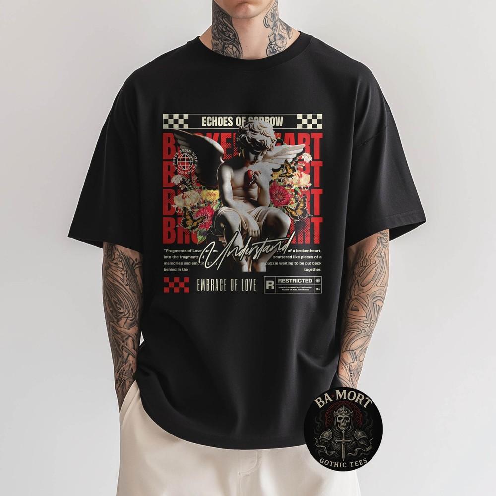 Broken Heart Sad Angel Grunge Graphic TShirt Unisex T-Shirt S