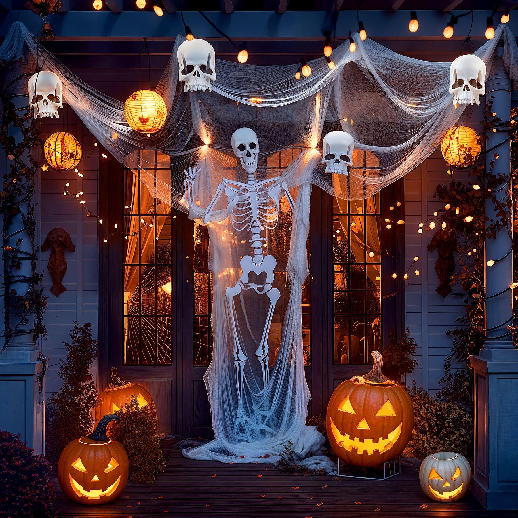 

1 шт. Жуткая ткань для украшения на Хэллоуин, страшный реквизит для сцены вечеринки, сетка для окон, стола, двери дома ужасов из черно-белой пряжи, марля белый