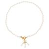 Vivienne Westwood Sheryl Love Pearl Pendant Recycled Brass Glass Pearl Necklace Unisex Couple Style Gold 6301012B02R107