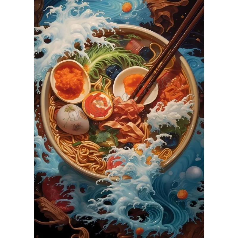 Japon Yemeği Ukiyo-e Ramen Kasesi Dondurma Okyanus Dalgası Duvar Sanatı Poster Tuval Tablo Duvar Sanatı Resimleri Ev Oturma Odası Dekoru