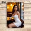 Vintage European Woman Portrait Metal Sign 8x12 Inch Cafe Home Wall Decor Tin Plaque