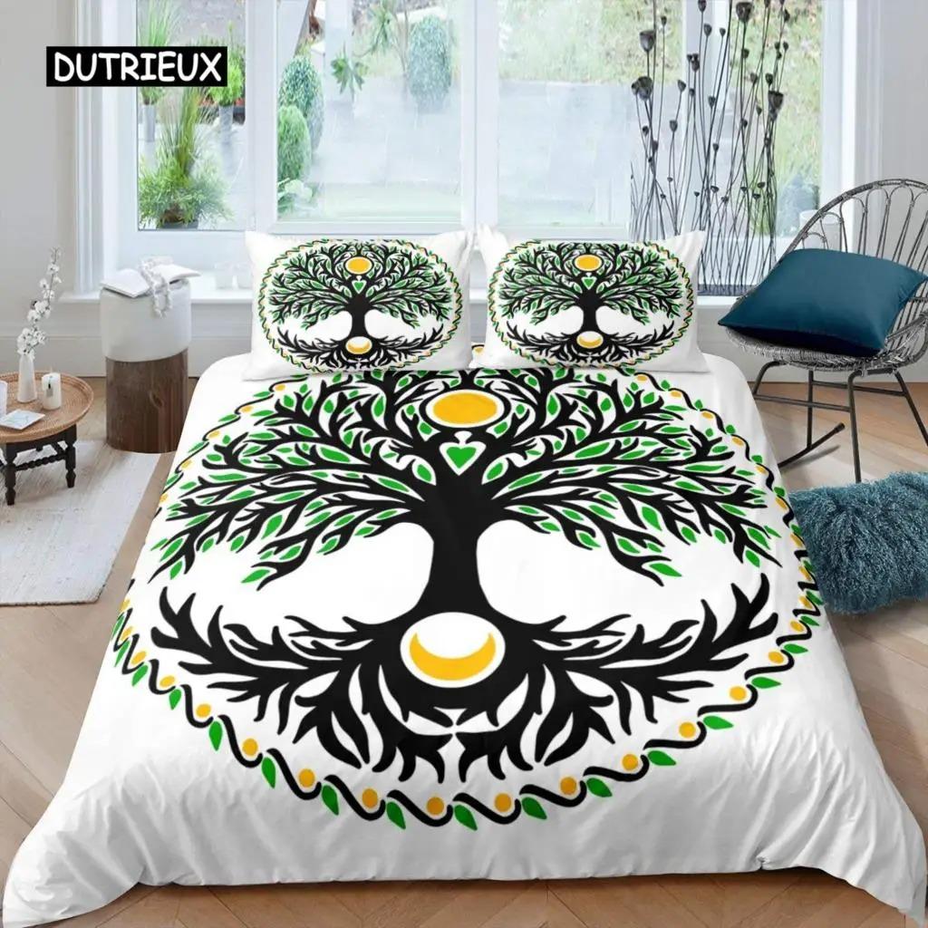 Tree of Life Duvet Cover Set Natural Scenery Bedding Set Botanical Branches Comforter Cover Autumn Leaves King Size Quilt Cover