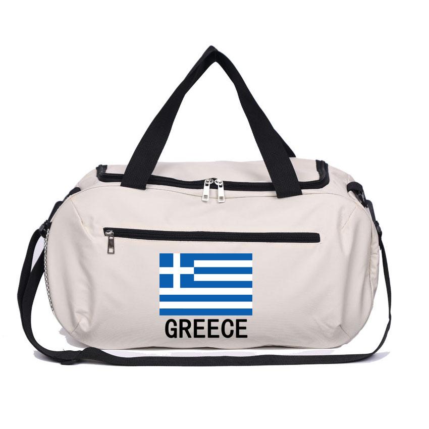 Sport Fitness Duffel Bag Shoes Pack Gym Yoga Handbag Greece Flag Printed Dry Wet Outdoor Hiking Camping Pouch Fishing Gear Bag