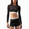 Calvin Klein Modern Gravity Gürtel Rundhals Einfach Bequem Buchstaben Langarm Basic Shirt Damen Tops Space-Black QF8009-UB1