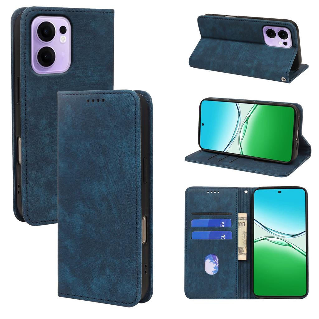 For Oppo Reno13 F 4G/5G Case Strong Magnetic Leather Wallet Phone Cover with Striped Texture