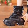 Height Increasing Pile Middle Tube Boots For Women,  Autumn Winter New Fashion Versatile Short Boots, Thick Soled Snow Boots