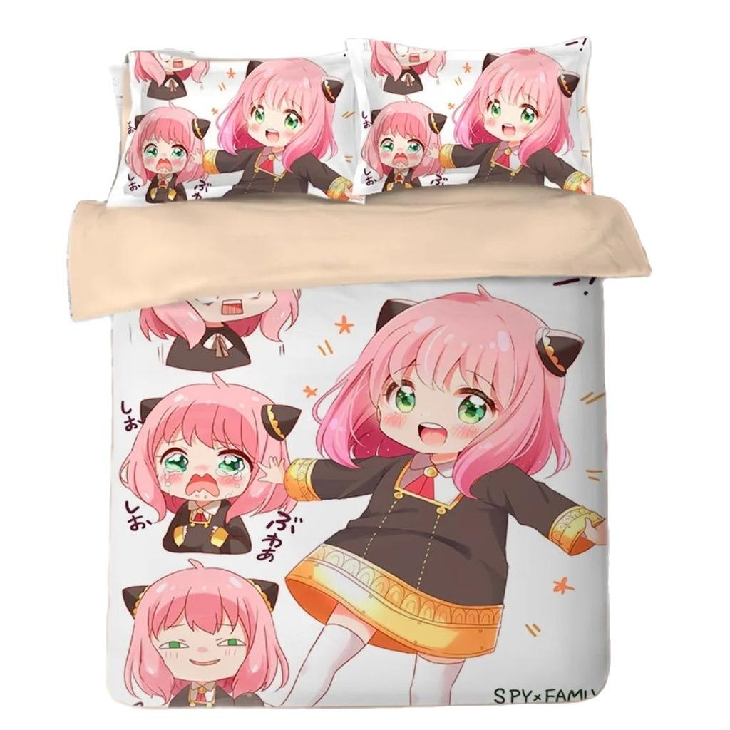 Spy Family Bedding Set Anime Anya Duvet Cover,Spy Family Bedding Twin Queen Size Kids Bedroom Decor Children's Gifts