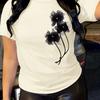 Summer Round Neck Flower Pattern Printed Top Fashionable Casual Pure Cotton Short Sleeved Women's T-shirts