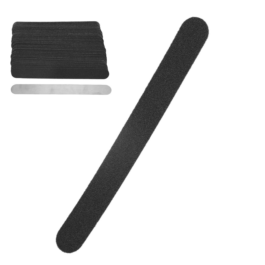 100 Pcs Replacement Nail File Strip Kit with Reusable Stainless Steel Nail File Base Plate