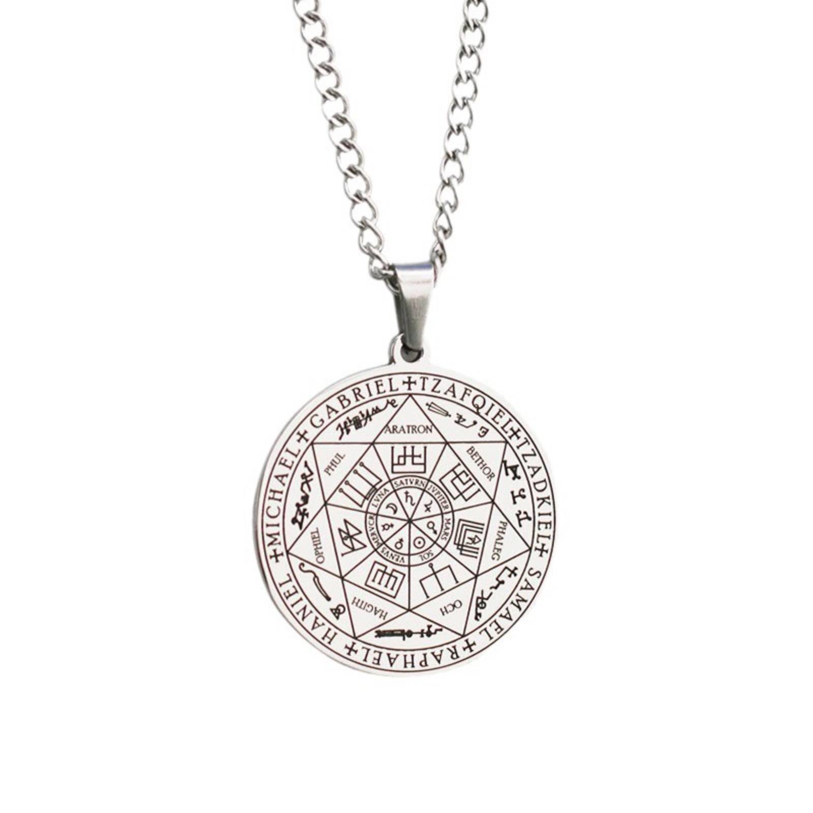 Seven Archangels Pendant Necklace for Women Men Amulet Seal of Solomon Stainless Steel Jewelry Gift