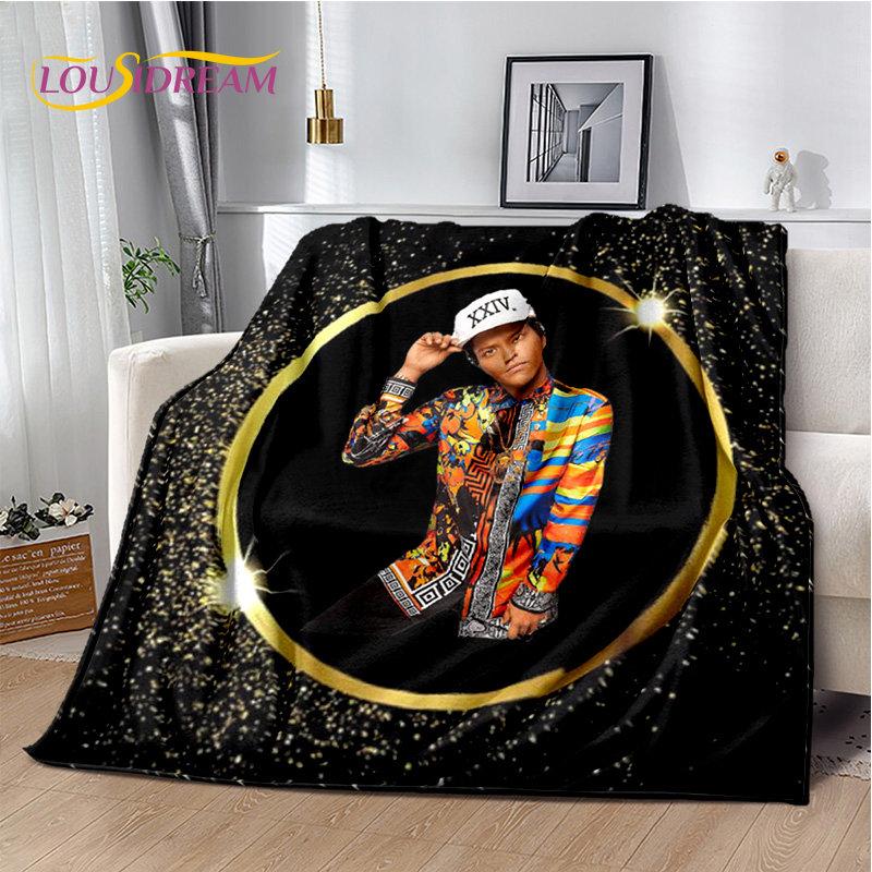 3D HD Bruno Mars Sänger Star Weiche Plüschdecke, Flanelldecke Überwurfdecke für Wohnzimmer Schlafzimmer Bett Sofa Picknick Abdeckung Kinder