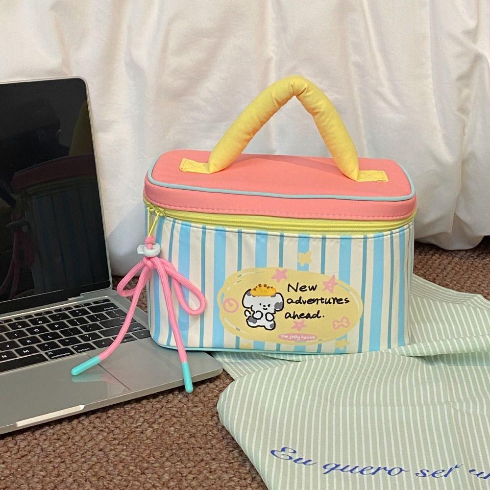 Large Capacity Cute Makeup Bag Cartoon Puppy Lunch Bag Lovely Handheld Cosmetic Case  Outdoor