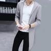 Men Cloak Trench Windbreaker Large Neckline Solid Color Cardigan Slim Mid-length Draping Overcoat Outwear Streetwear