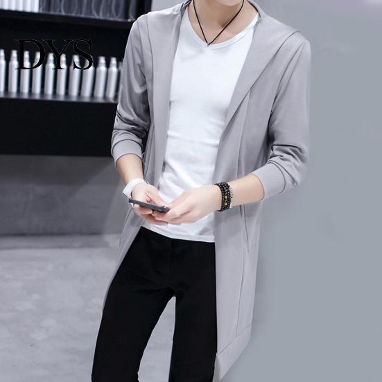 Men Cloak Trench Windbreaker Large Neckline Solid Color Cardigan Slim Mid-length Draping Overcoat Outwear Streetwear