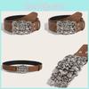Flower Print Belt Pattern Hollow Metal Buckle Fashion Accessories Clothing