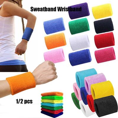 1/2Pcs Unisex Wristbands Sport Sweatband Tennis Hand Band Sweat Wrist Support Brace Wraps Guards For Gym Volleyball Basketball