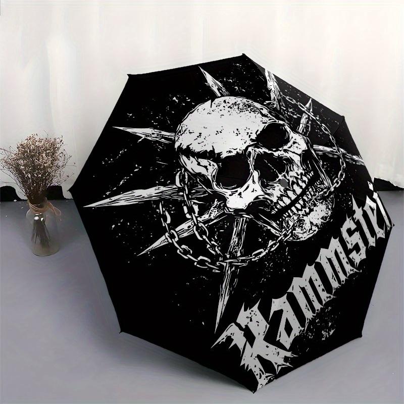 1pc Rammstein Skull and Crossbones Umbrella with Plastic Handle,Suitable for All Seasons Home Travel Outdoor UmbrellaM962