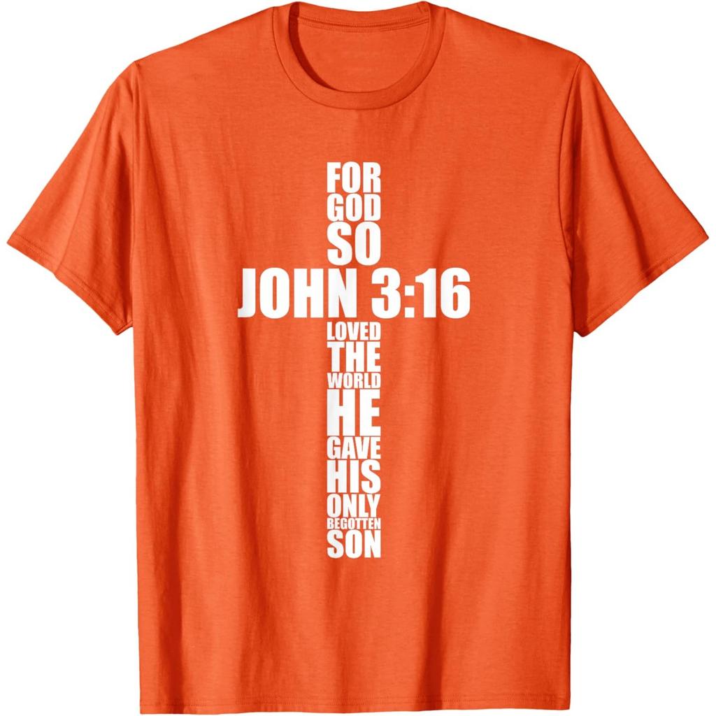 John 316 Cross Christian Bible Verse Religious Graphic Tshirt Men Casual