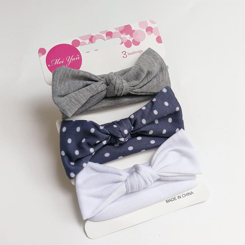 European & American Kids' Rabbit Ears Headband Set: 3-Piece Infant Bow Hair Accessories for Boys & Girls