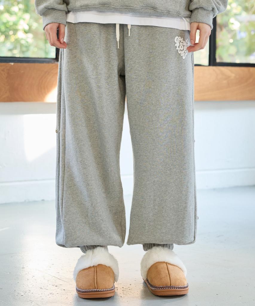 Alikim Goodluck Heart Snap Off Sweat Pants / Melange