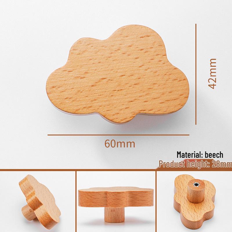Solid Wood Cartoon Drawer Pull Knob for Children's Room