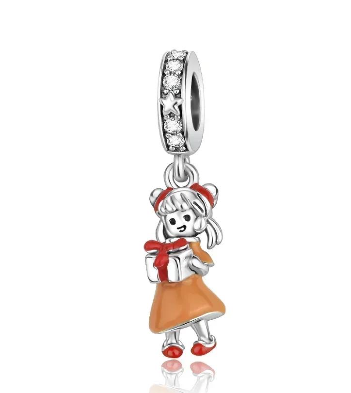 Christmas Copper Metal Charm Bead Components Santa Claus Reindeer Christmas Tree Snowman Elk Bead Component Compatible With Authentic Original